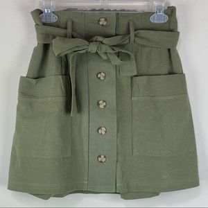 Hesperus Olive Green Tie at Waist Mini Ski…